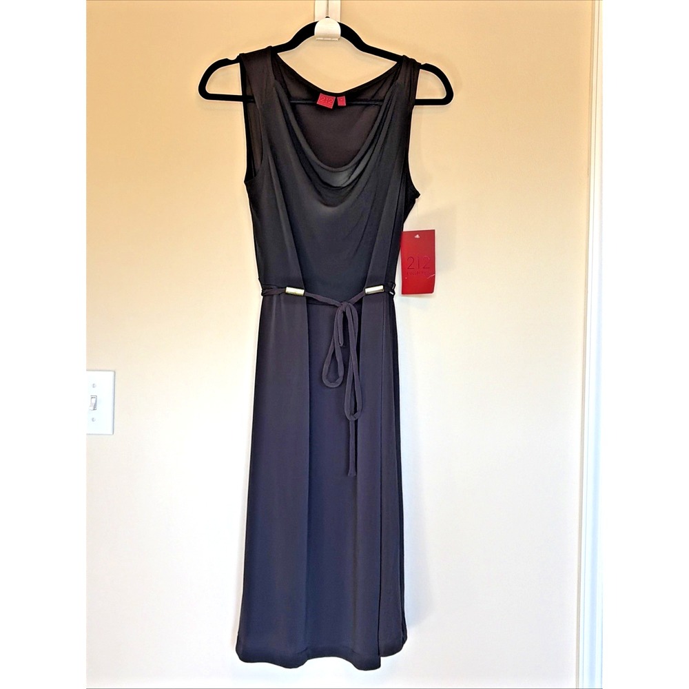212 Collection Kohls Classic Black Sleeveless Stretch‎ Midi Dress Medium NEW NWT